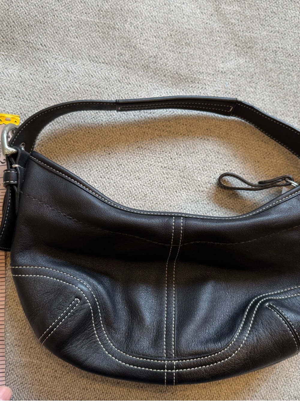 Coach Black Leather Crescent Hobo with Contrast Stitching - Picture 5 of 5